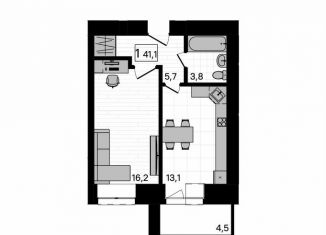 Продается 1-ком. квартира, 41.1 м2, село Чигири, Европейская улица, 13