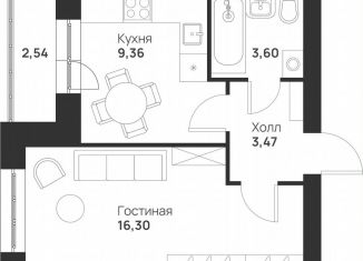 1-ком. квартира на продажу, 35.3 м2, Тула, улица Героя России Зиничева, 8