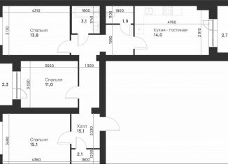 Продаю трехкомнатную квартиру, 81.1 м2, Тула, улица Героев России, 6