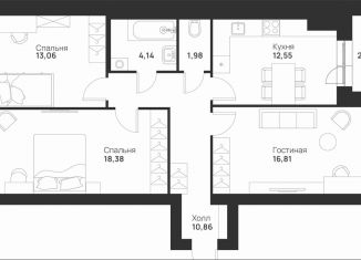 Продажа 3-комнатной квартиры, 80.2 м2, Тула, улица Героя России Зиничева, 8