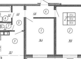 Продается 2-комнатная квартира, 59.4 м2, Воронеж, улица Загоровского, 5/1