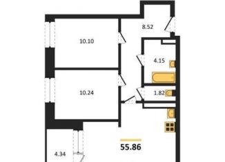 Продаю 2-ком. квартиру, 55.9 м2, Воронеж, Электросигнальная улица, 9Ак1