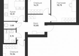 Продаю 3-ком. квартиру, 80.7 м2, Тула, улица Героя России Зиничева, 8