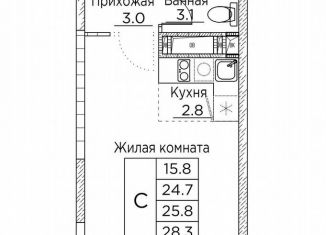 Продается квартира студия, 28.3 м2, Владивосток, улица Расула Гамзатова, 7к3