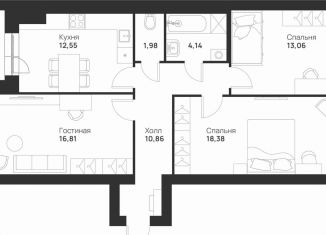 Продажа трехкомнатной квартиры, 80.2 м2, Тула, улица Героя России Зиничева, 8