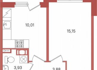 Продается однокомнатная квартира, 34.7 м2, Сертолово