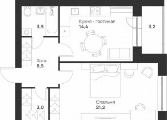 Продажа 1-ком. квартиры, 52.2 м2, Тула, улица Героев России, 2