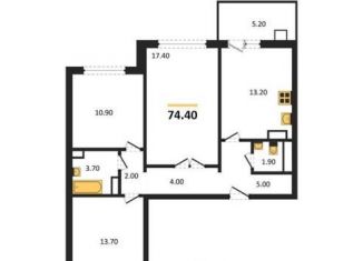 Продаю трехкомнатную квартиру, 74.4 м2, Воронеж, улица Шибилкина, 5