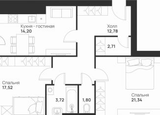 Продам двухкомнатную квартиру, 77.4 м2, Тула, улица Героев России, 4