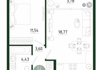 Продается однокомнатная квартира, 42.1 м2, Тула