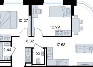 Двухкомнатная квартира на продажу, 49.2 м2, Татарстан