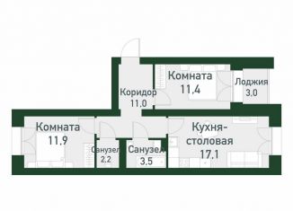 Продажа двухкомнатной квартиры, 54.5 м2, Екатеринбург, Ленинский район