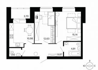 Продам 2-комнатную квартиру, 59.3 м2, Берёзовский, улица Победы, 5, ЖК Уют-Сити