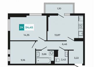 Продажа двухкомнатной квартиры, 54.5 м2, поселок Темерницкий
