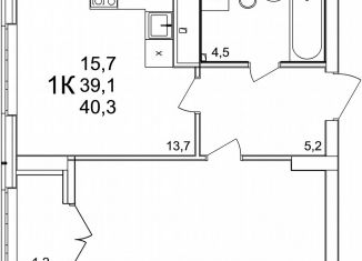 Продажа однокомнатной квартиры, 40.3 м2, деревня Анкудиновка, ЖК КМ Анкудиновский Парк
