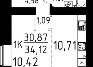 Продаю однокомнатную квартиру, 34.1 м2, Томск, улица Вершинина, 58к2