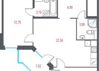 Продаю двухкомнатную квартиру, 61.1 м2, Пушкин