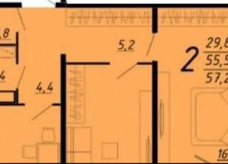 Двухкомнатная квартира на продажу, 57.2 м2, Воронеж, Ленинградская улица, 17