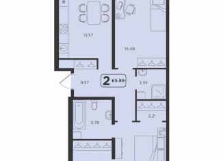 Продаю 2-ком. квартиру, 65.9 м2, Тюмень, ЖК Горизонт