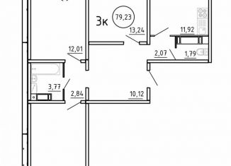Продаю 3-ком. квартиру, 79.2 м2, Челябинск, улица Блюхера, 2.3.1