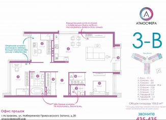 Продаю 3-ком. квартиру, 105 м2, Астрахань, улица Бехтерева, 12/4, ЖК Атмосфера
