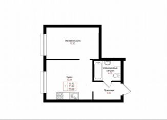 Продам 1-комнатную квартиру, 33.8 м2, Казань