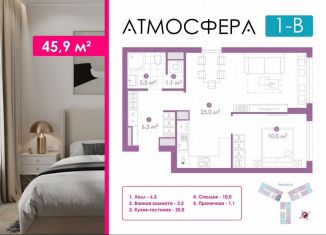 Продажа 1-ком. квартиры, 45.8 м2, Астрахань, улица Бехтерева, 12/4, ЖК Атмосфера