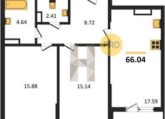 Продажа 2-комнатной квартиры, 66 м2, Воронеж