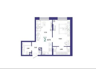 Продается однокомнатная квартира, 45.6 м2, Тюмень, Интернациональная улица, 199к10