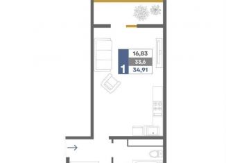 Квартира на продажу студия, 34.9 м2, Крым