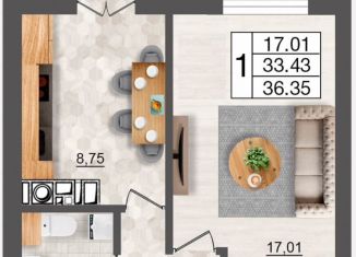 1-ком. квартира на продажу, 36.4 м2, Смоленск