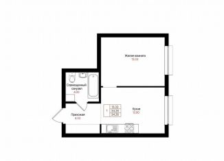 Продажа 1-комнатной квартиры, 34.3 м2, Казань