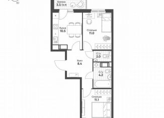 Продажа 2-комнатной квартиры, 48.9 м2, посёлок Шушары