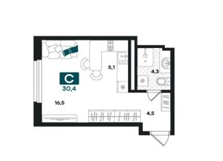 Продается квартира студия, 30.4 м2, Тюмень, улица Евгения Войнова, 8