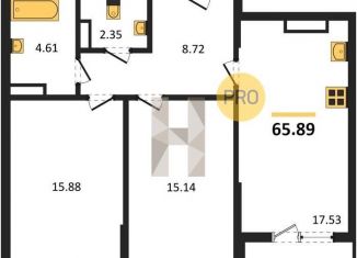 2-комнатная квартира на продажу, 65.9 м2, Воронеж