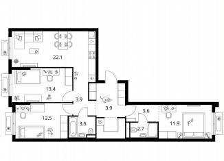 Продажа трехкомнатной квартиры, 84.8 м2, деревня Глухово, Советская улица, 13Бс2
