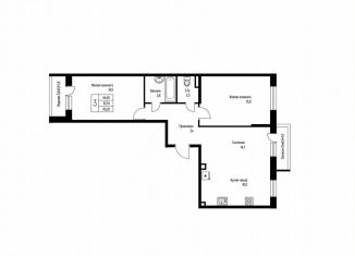 2-ком. квартира на продажу, 70.2 м2, посёлок Берёзовый, улица имени А.Н. Лодыгина, 6к6