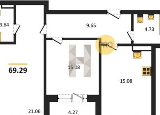 Двухкомнатная квартира на продажу, 69.3 м2, Воронеж, улица Матросова, 64А