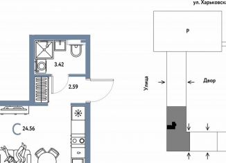 Продам квартиру студию, 24.6 м2, Тюмень, улица 50 лет Октября, 61к1