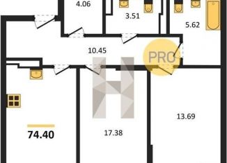 Продаю 2-комнатную квартиру, 74.4 м2, Воронеж