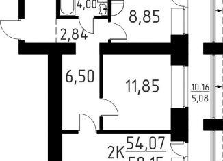 2-ком. квартира на продажу, 59.2 м2, деревня Кисловка, улица Василия Кандинского, 8