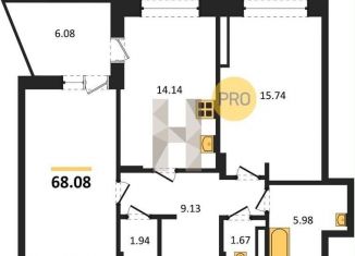 Продается 2-комнатная квартира, 68.1 м2, Воронеж, Электросигнальная улица, 9Ак1