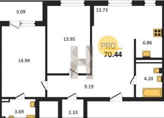 Продаю двухкомнатную квартиру, 70.4 м2, Воронеж, Московский проспект, 138