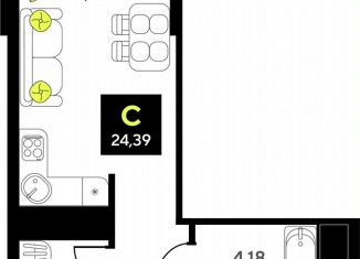 Продается квартира студия, 24.4 м2, Тюмень, улица Андрея Приказнова, 1