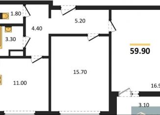 Продается двухкомнатная квартира, 59.9 м2, Воронеж