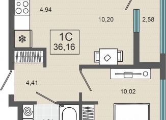 Продам 1-ком. квартиру, 36.2 м2, Тюмень