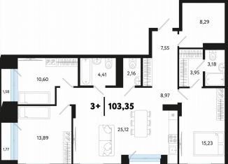 3-ком. квартира на продажу, 103.4 м2, Тюмень