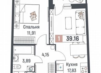 Продажа 1-комнатной квартиры, 39.2 м2, Мурино, ЖК Авиатор
