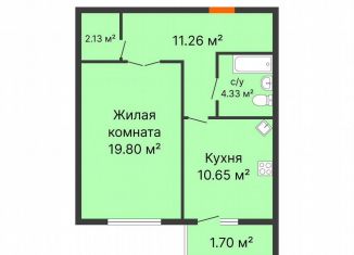 Продам 1-комнатную квартиру, 50.1 м2, Воронеж, переулок Здоровья, 90Г/1к2