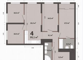 Продается 4-комнатная квартира, 95.1 м2, Екатеринбург, улица Бакинских Комиссаров, 33А/4
